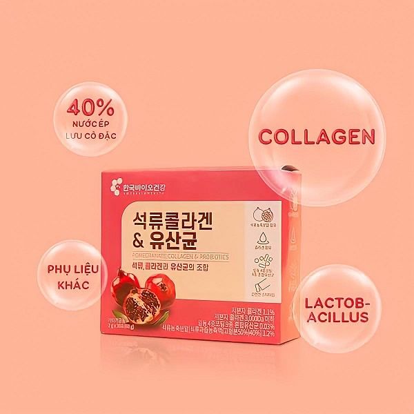 Bột Collagen Lựu Đỏ Nhuỵ Hoa Nghệ Tây Bio Cell Pomegranate Collagen & Probiotics 60g (30 Gói)