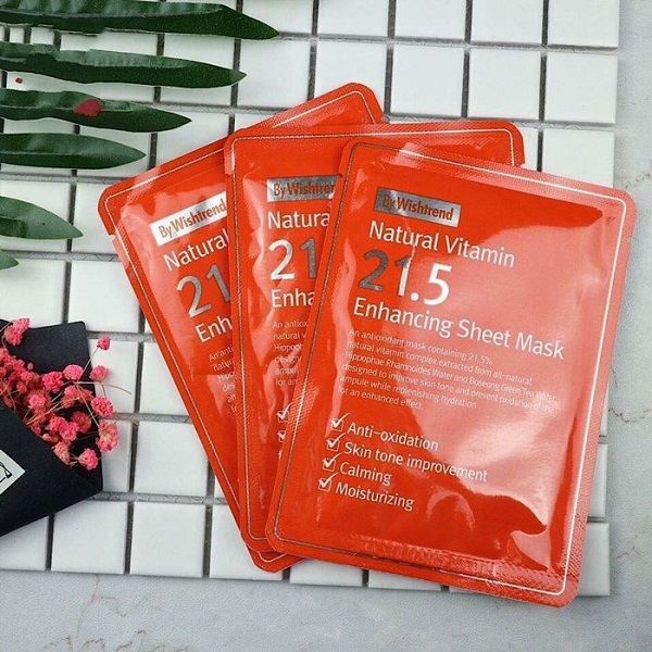 Mặt Nạ Vitamin Dưỡng Trắng Da By Wishtrend Natural Vitamin 21.5% Enhancing Sheet Mask 23ml