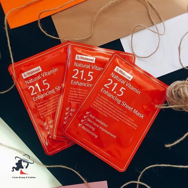 Mặt Nạ Vitamin Dưỡng Trắng Da By Wishtrend Natural Vitamin 21.5% Enhancing Sheet Mask 23ml