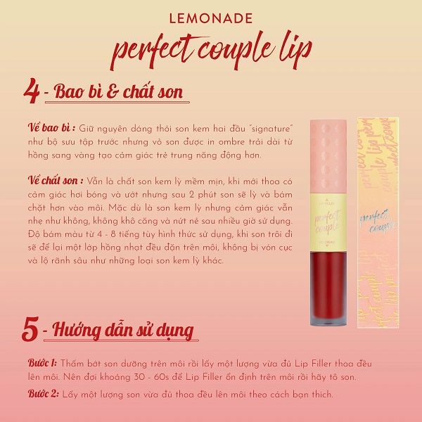 Son Kem Lì 2 Đầu Lemonade Perfect Couple Lip Version 2