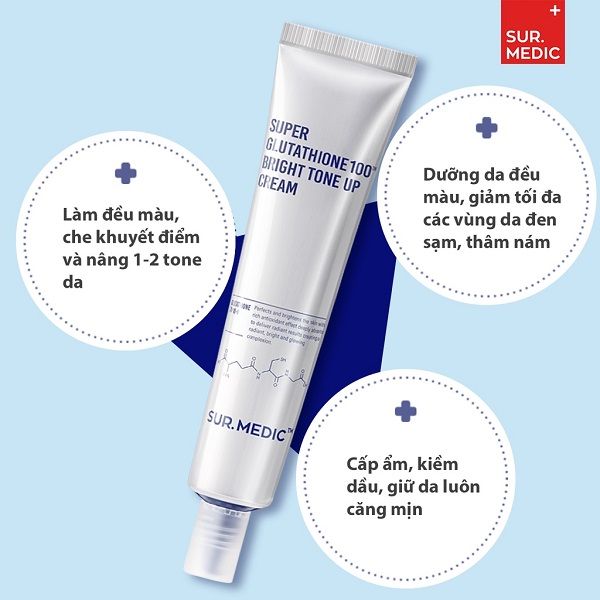 Kem Dưỡng Trắng Nâng Tông Da Sur.Medic+ Super Glutathione 100 Bright Tone Up Cream 40ml