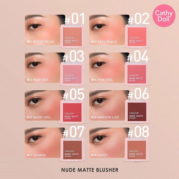 Phấn Má Hồng Cathy Doll Mịn Lì Nude Matte Blusher