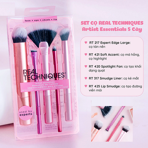 Bộ Cọ Trang Điểm Real Techniques Artist Essentials 5 Cây