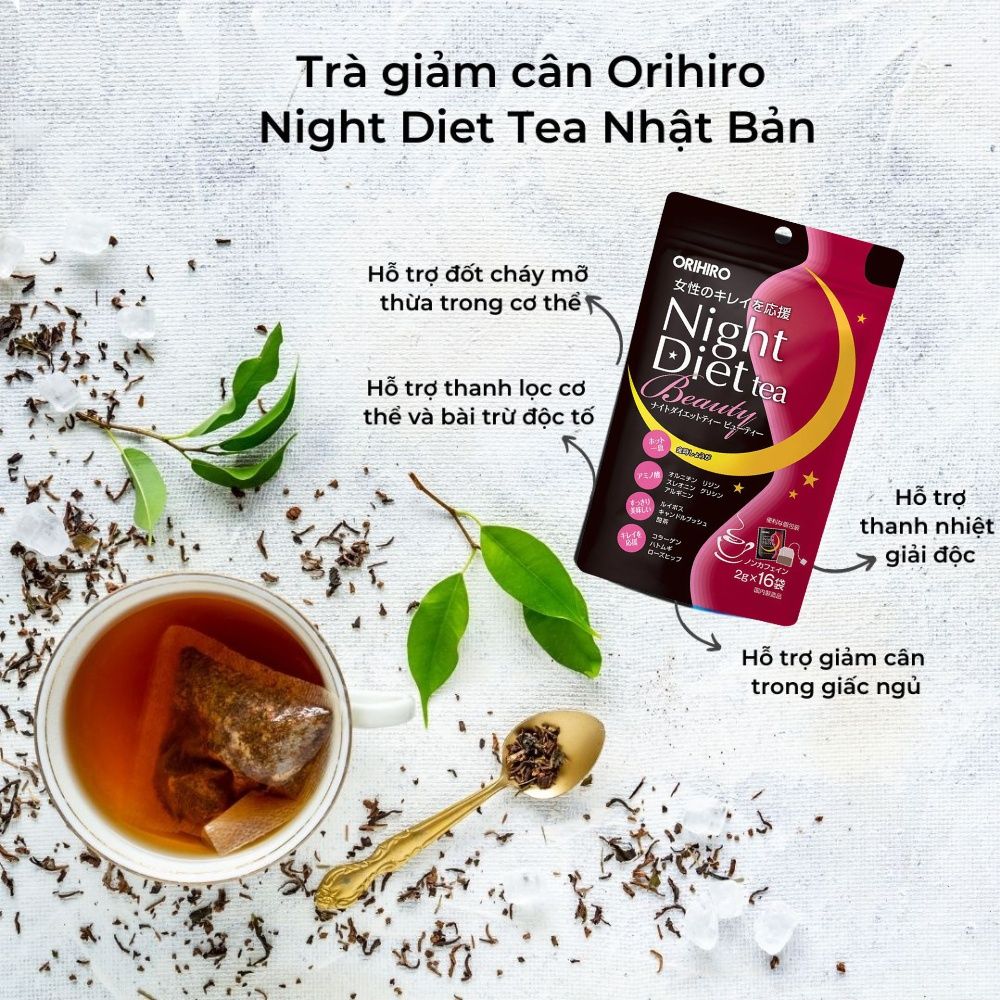 Trà Giảm Cân Ban Đêm Orihiro Night Diet Tea Beauty 16 Gói