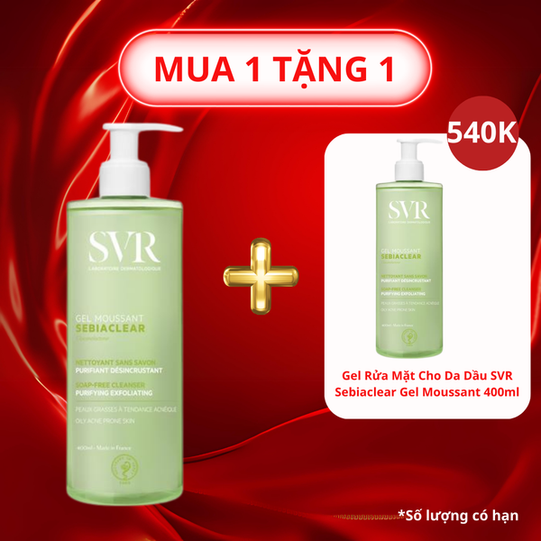 [COMBO] Gel Rửa Mặt Cho Da Dầu SVR Sebiaclear Gel Moussant (2 Chai X 400ml)