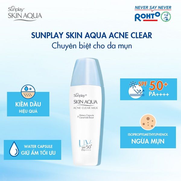 Sữa Chống Nắng Dưỡng Da Ngừa Mụn Sunplay Skin Aqua Acne Clear Milk SPF50+ PA++++ 25g
