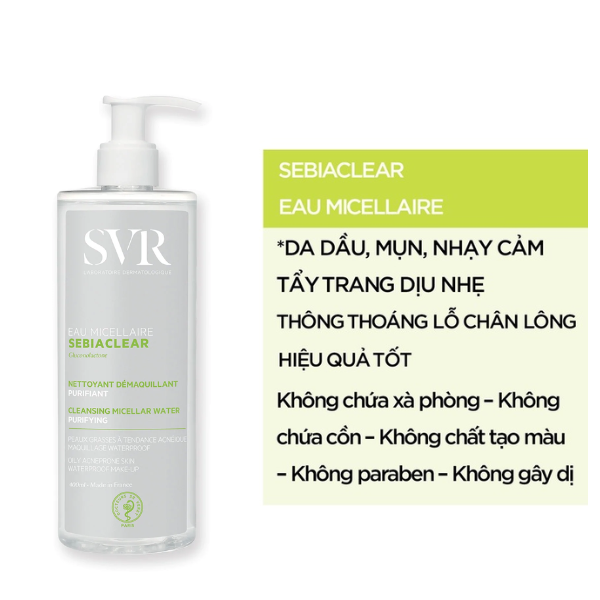 Nước Tẩy Trang Giúp Loại Bỏ Dầu Cho Da SVR Micellar Sebiaclear Eau Micellaire