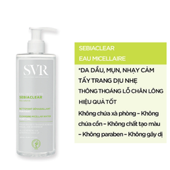 [Combo] Nước Tẩy Trang SVR Micellar Sebiaclear Eau Micellaire 400ml + Gel Rửa Mặt SVR Sebiaclear Gel Moussant 400ml