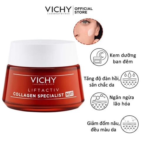 Kem Dưỡng Sáng Da Mờ Thâm Nám Ban Đêm Vichy Liftactiv Collagen Specialist Night 15ml