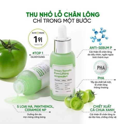 Tinh Chất Cà Chua Xanh  Sungboon Editor Green Tomato Pore Lifting Ampoule+ 30ml Hỗ Trợ Thu Nhỏ Lỗ Chân Lông