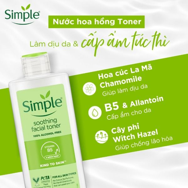 Nước Hoa Hồng Simple Kind to Skin Soothing Facial Toner 200ml