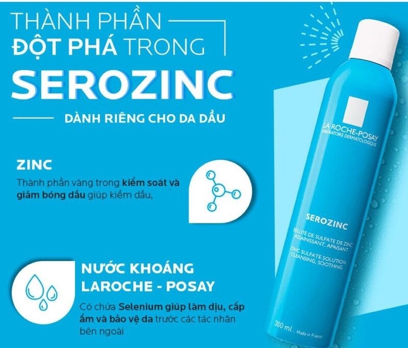 Xịt Khoáng Cho Da Dầu Mụn La Roche-Posay Serozinc Zinc Sulfate Solution Cleansing Soothing