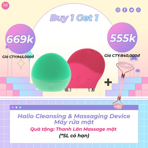 Máy Rửa Mặt Halio Dành Cho Da Nhạy Cảm Sensitive Facial Cleansing & Massaging Device