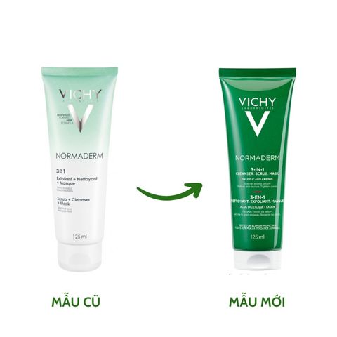 Sữa Rửa Mặt & Mặt Nạ Tẩy Tế Bào Chết Vichy Normaderm 3 in 1 Scrub + Cleanser + Mask 125ml