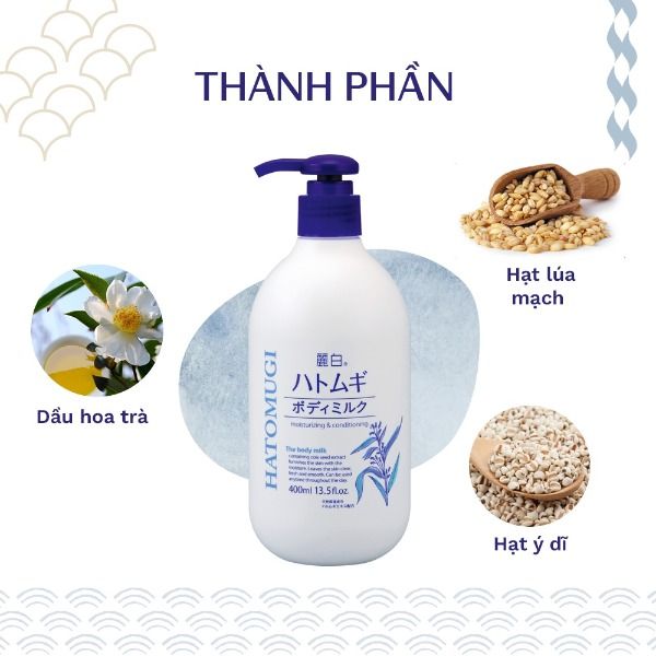 Sữa Dưỡng Thể Dưỡng Sáng Da Hatomugi Body Milk 400ml