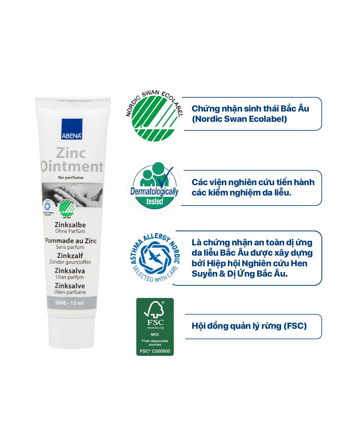Kem trị hăm, đa chức năng Abena Zinc Oinment (15ml)