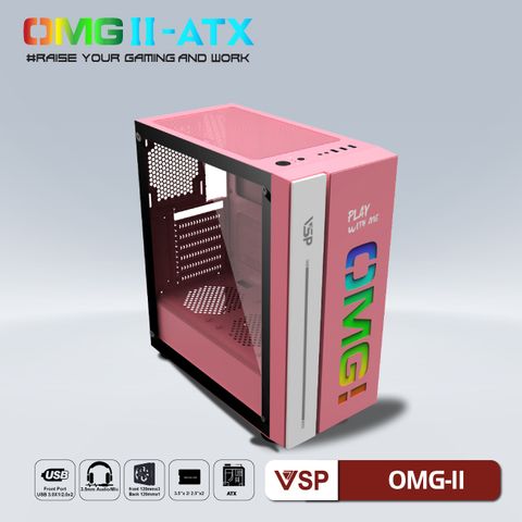 CASE VSP OMG-II MID TOWER GAMING PINK NEW