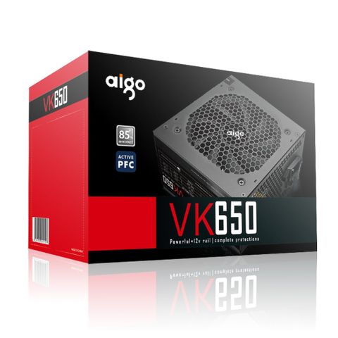 PSU NGUỒN AIGO 650W VK650 (85 PLUS/ ACTIVE PFC/ SINGLE RAIL) NEW BH 36T