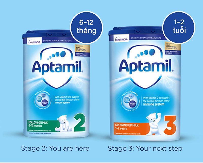 Sữa Aptamil số 2 từ 6-12 tháng 800g - Hàng Anh nội địa