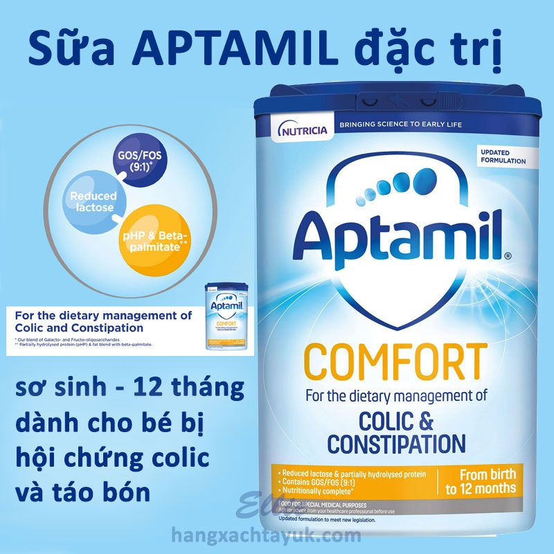 Sữa đặc trị Aptamil Comfort 800g từ sơ sinh đến 12 tháng dành cho trẻ bị hội chứng colic và táo bón