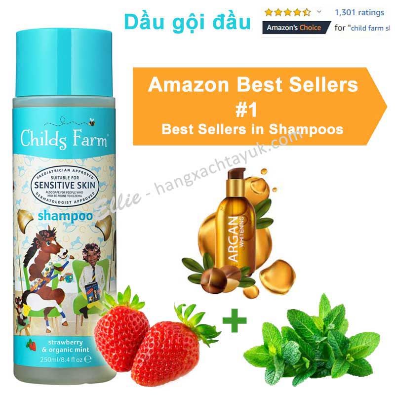 Childs Farm Shampoo Strawberry & Organic Mint - Dầu gội đầu dâu tây & bạc hà Childs Farm CF100 250ml
