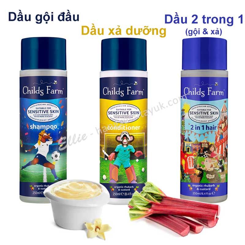 Childs Farm Organic Rhubarb & Custard 2 In 1 Shampoo & Conditioner - Dầu gội & xả 2 trong 1 CF170 250ml
