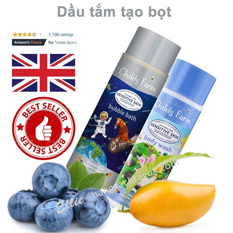 Childs Farm Bubble Bath Blueberry & Organic Mango - Dầu tắm tạo bọt hương việt quất & xoài 250ml CF165