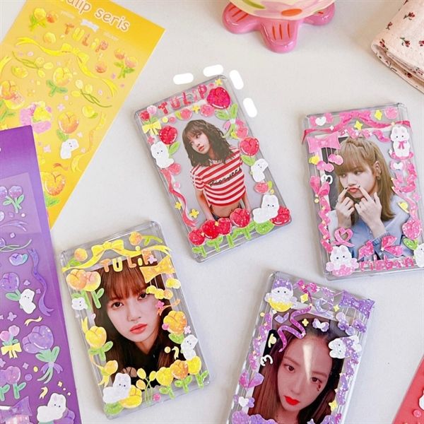 Sticker tulip thỏ lấp lánh