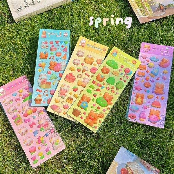 Sticker thỏ gấu 3D nổi