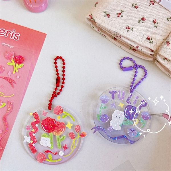 Sticker tulip thỏ lấp lánh