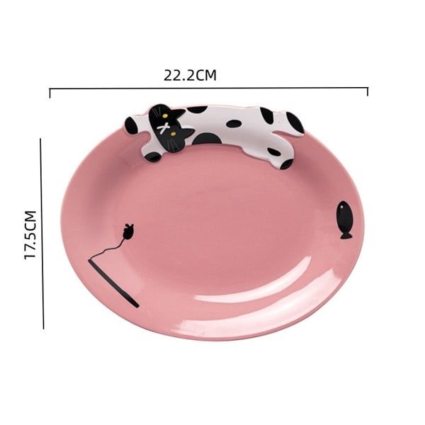 Set bát đĩa mèo đen đốm