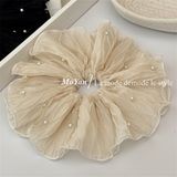Scrunchies rủ voan gân ngọc trắng