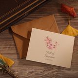 Thiệp cành hoa chữ nhật ngang bao thư nâu