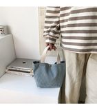 Túi nhung gân sọc mini