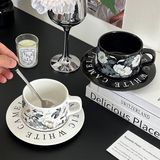 Set cốc hoa vintage kèm đĩa 260ml