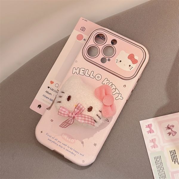 Ốp Hello Kitty bông nổi nơ caro