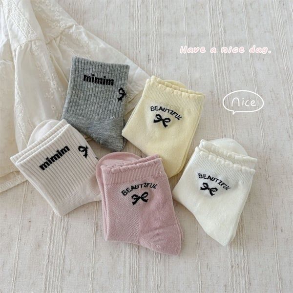 Tất Kid mặt lưới chữ nơ