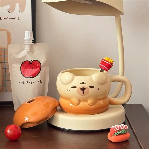 Cốc sứ thú hamburger 400ml