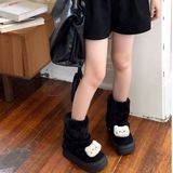 Bốt cổ lông charm mèo bông