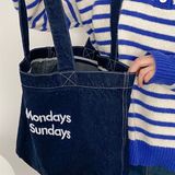 Túi jean Less Mondays More Sundays