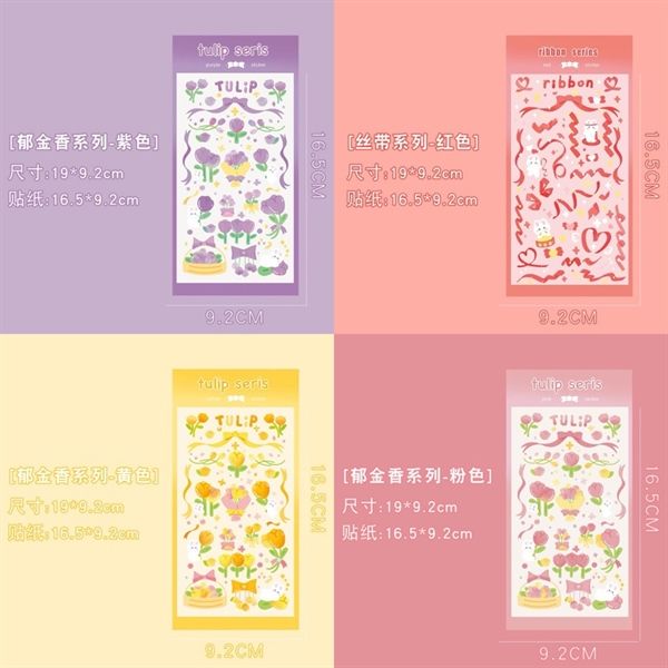 Sticker tulip thỏ lấp lánh