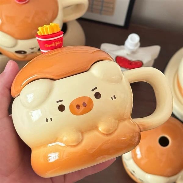 Cốc sứ thú hamburger 400ml