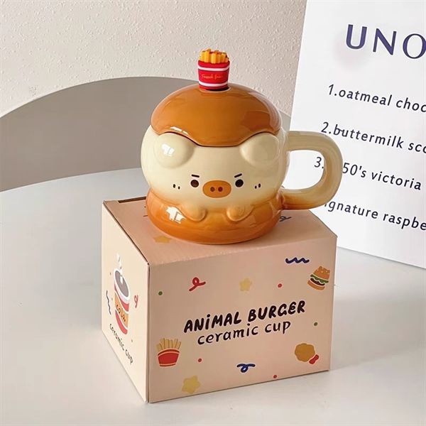 Cốc sứ thú hamburger 400ml