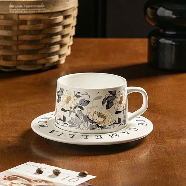 Set cốc hoa vintage kèm đĩa 260ml