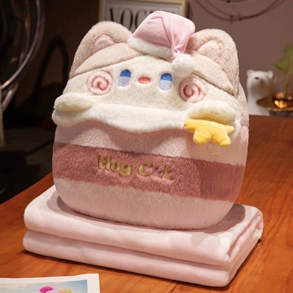 Gối kèm chăn mèo cầm sao 40cm