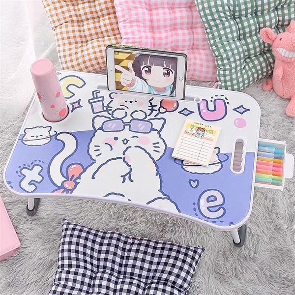 BÀN GỖ GẬP MÈO TÍM