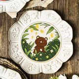 Đĩa sứ vintage thú vườn hoa 22cm