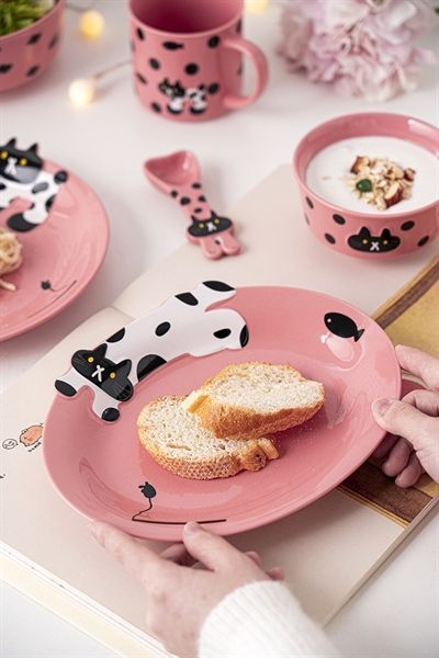 Set bát đĩa mèo đen đốm