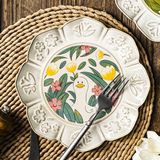 Đĩa sứ vintage thú vườn hoa 22cm