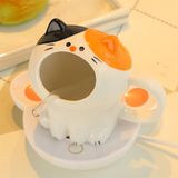 Cốc sứ mèo há miệng kèm ống hút